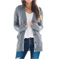 thumbnail image 1 of Cardigan Sweaters for Women Womens Long Sleeve Cable Knit Cardigan Sweaters Open Front Solid Fall Outwear with Pockets, 1 of 7