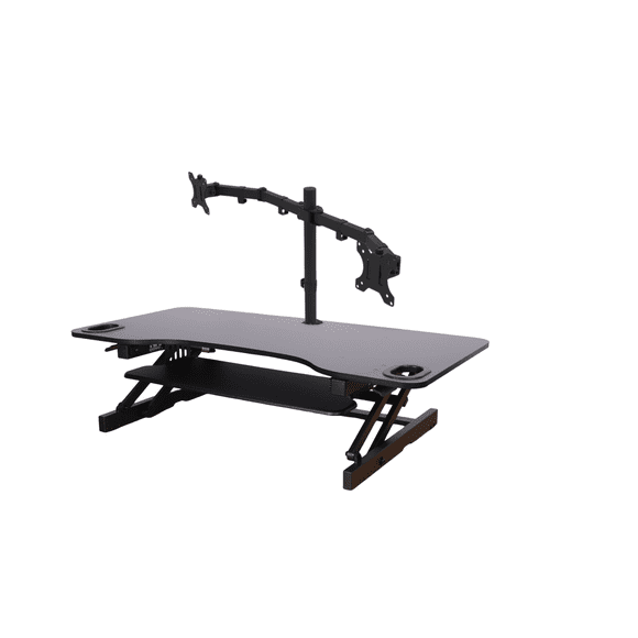 Rocelco ADRB45 Adjustable-Height Desk Riser (BLACK) & Dual Monitor Mount (DM2)