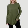 thumbnail image 2 of 2025 Femmes Décontracté Uni Manches Longues T-Shirt Femmes Ensemble Couleur Ample Col Rond T-Shirt de Compression pour Femmes Manches Longues Manches Raglan Chandails de Compression pour Femmes T-Shirt, 2 of 4