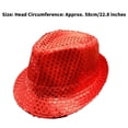 thumbnail image 4 of TiaoBug Women Men Sequin Fedora Hat Disco Hat Jazz Dance Hat Hip-Hop Rapper Stage Performance Blue One Size, 4 of 4