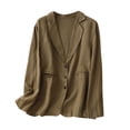 thumbnail image 1 of Timegard Womens Suit Jacket Cotton Linen Stand Collar Button Long Sleeve Lightweight Fall Loose Coat, 1 of 6