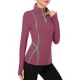 thumbnail image 1 of Women's Long Sleeve Workout Tops Zip Thumb Hole Athletic Running Sweatshirt Pullover, 1 of 6