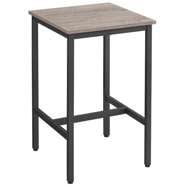 VASAGLE Table de Bar, Petite Table de Cuisine et de Salle à Manger, Table de Pub Haute, Table de Cocktail Hauteur Bar pour Salon et Fête, Métal Robuste, 23.6 x 23.6 x 35.4 Pouces pour Espaces Étroits, Greige et Noir
