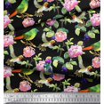 thumbnail image 3 of Soimoi Modal Satin Fabric Leaves,Floral & Hummingbird Bird Print Fabric by Yard 42 Inch Wide, 3 of 3