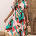 thumbnail image 1 of Mefallenssiah Woman Summer Printing V-Neck Short Sleeve Dress, 1 of 8