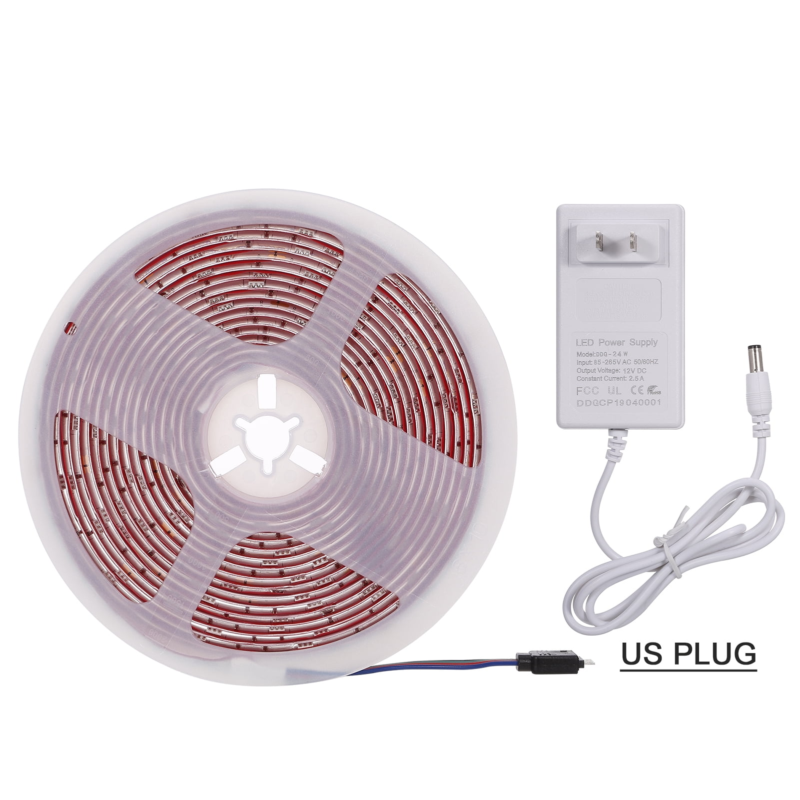 LED Strip Lights, 5M RGB LED Light Strip Waterproof 5050 LED Tape Lights, Color Changing Music Strip Lights with Remote, DIY LED Lights for Home Lighting Kitchen Bed Bar Home Decoration (US plug)