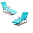 thumbnail image 2 of Patiojoy 2 Pcs Chaise Longue Pliante Rembourrée Inclinable Réglable Turquoise, 2 of 5
