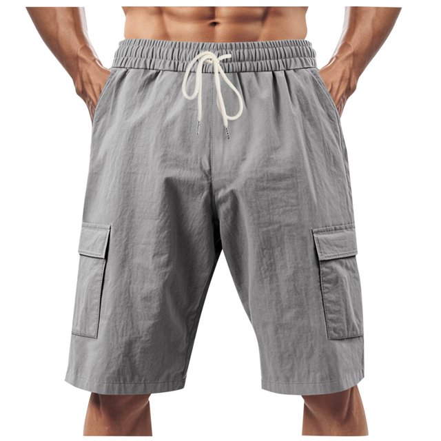 Plebaso Mens Casual Shorts Drawstring Lightweight Summer Shorts Solid Color Loose Beach Shorts for Men