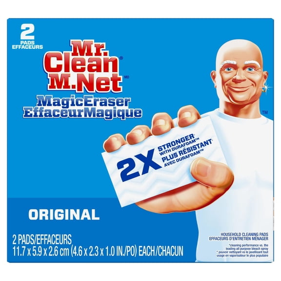 Mr. Clean Magic Eraser Sponge, All Purpose Cleaner, Cleaning Scrubber, Wall Cleaner, Original, 2-Count