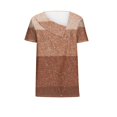 thumbnail image 4 of FAIWAD Women Summer Tops Short Sleeve Irregular V Neck Button T-Shirts Geometric Color Block Print Tees Blouses, 4 of 5