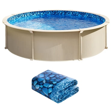 KFFKFF 18-ft Round Above Ground Pool Liner, Unibead Pool Liners, Standard Gauge, 52inch Wall Height, Designed for Steel Sided Above-Ground Swimming Pools