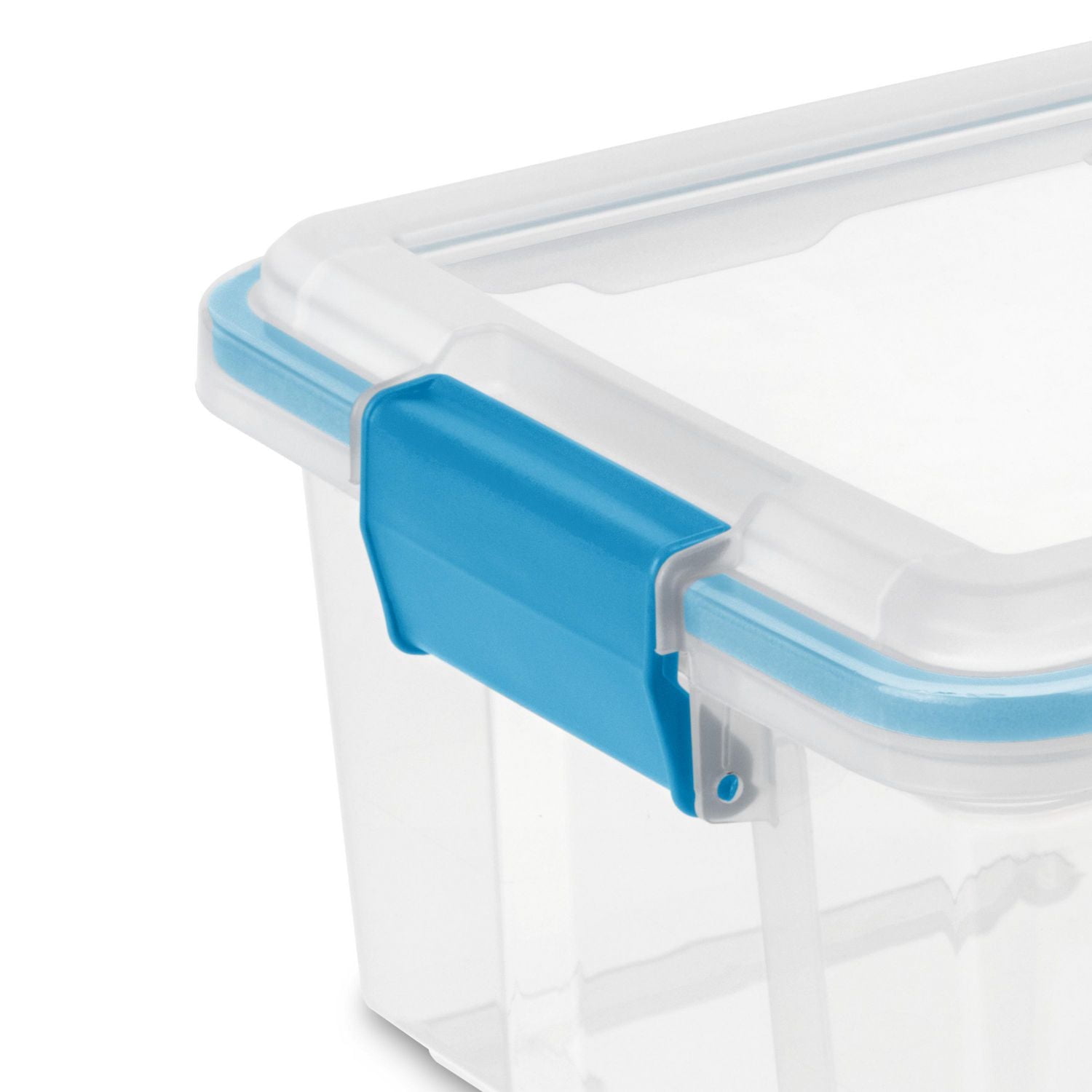 Sterilite Boîte à joint d’étanchéité de 11.4 L, petite bac de rangement transparent résistant aux intempéries avec couvercle à loquet, bleu