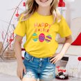 thumbnail image 2 of PMVFHDE T-Shirt d'Été pour Filles à Imprimé Graphique Mignon, Col Rond, Manches Courtes – Haut Décontracté Respirant pour Enfants, Jeux Extérieurs, T-Shirt Décontracté d'Été Jaune, 3-4 Ans, 2 of 4