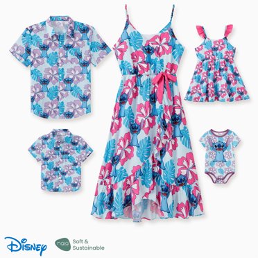 Disney Robes pour Filles Robe Graphique à Volants Florale Lilo et Stitch Ensembles Assortis d'Été