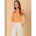 thumbnail image 2 of INSPIRE CHIC Blouse Sans Manches pour Femme, à Volants, Plissée, Blouse CHIC pour le Travail, TP, Orange, 2 of 6