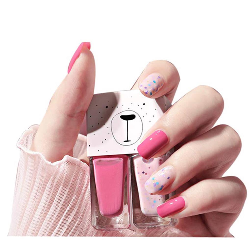 ziyahi 2 Colors Nail Polish Non-Toxic Quick Drying Nail Polish Glossy Longwear Nail Polish