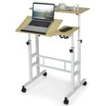 thumbnail image 1 of Gymax Bureau Debout Mobile Bureau d'Ordinateur Réglable Poste de Travail Inclinable Naturel, 1 of 10