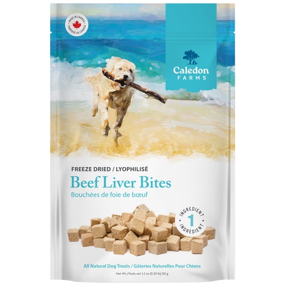 Caledon Farms Beef Liver Bites Single Ingredient All Natural Freeze Dried Dog Treats 150 g