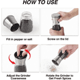 thumbnail image 3 of Salt and Pepper Grinder Set ，2 Pepper mill grinders Salt and Pepper Shakers Set, 3 of 6
