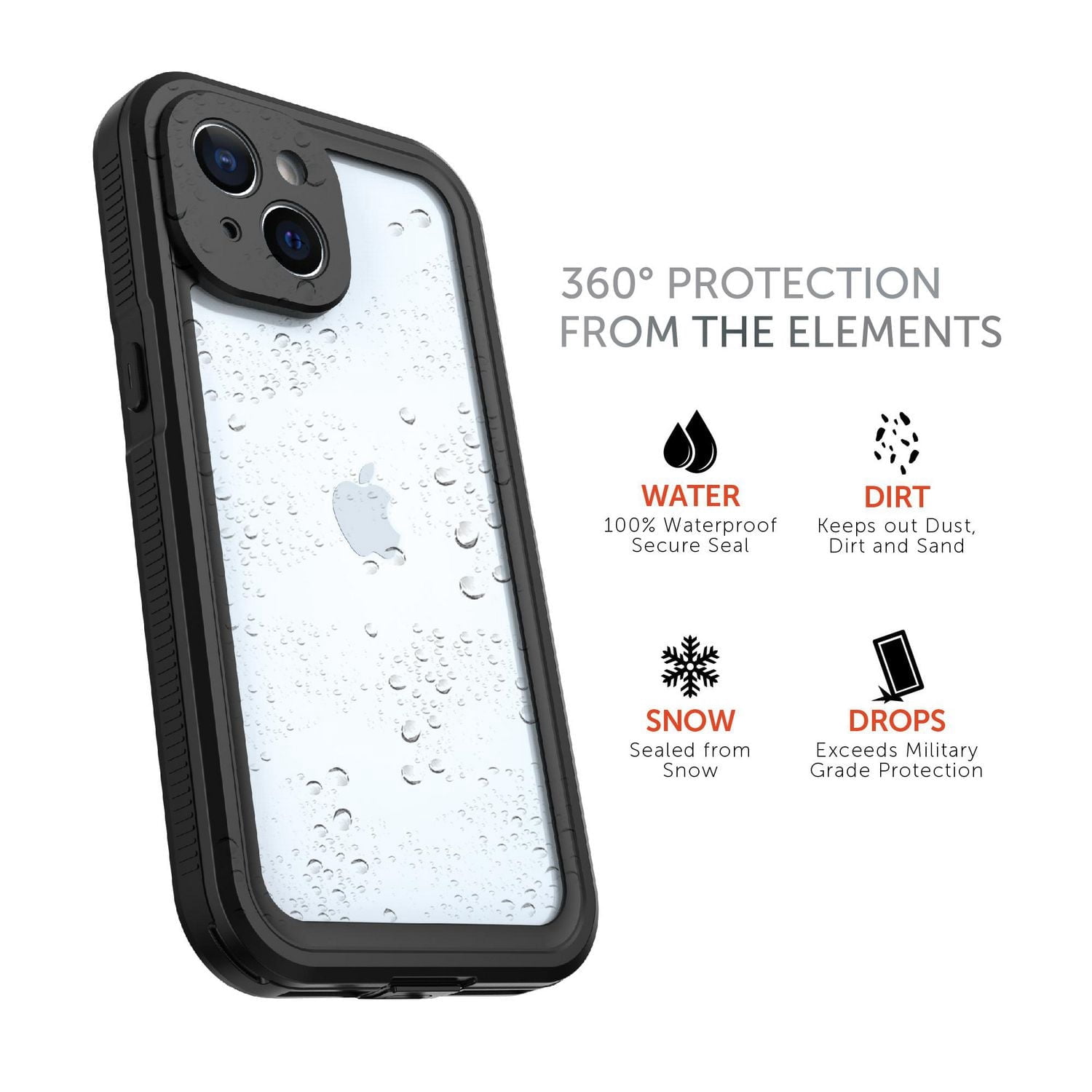 Coque étanche Body Glove Tidal pour iPhone 15 - Noir/Transparent