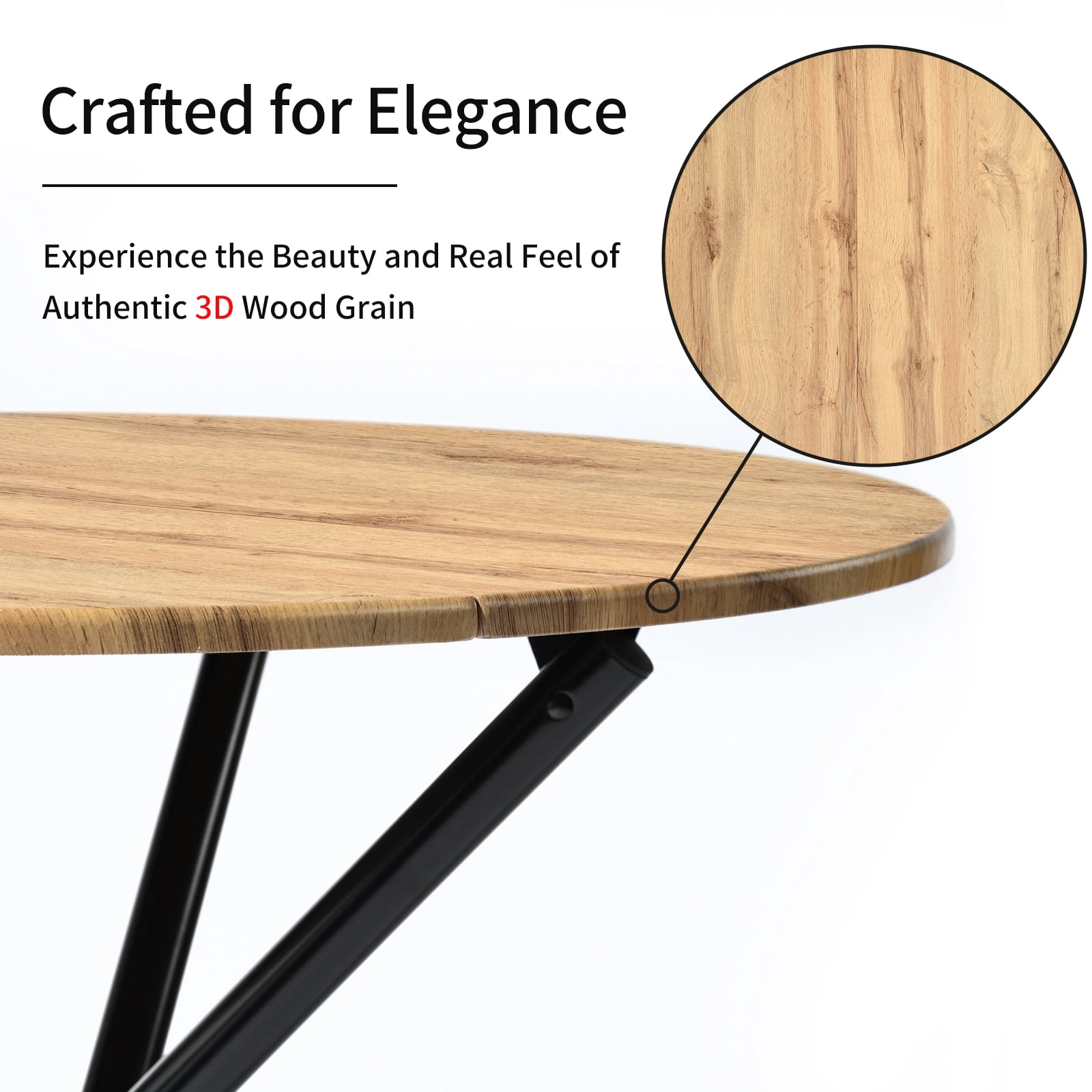 Table d'appoint ronde Homy Casa pour le salon, plateau de 80 cm avec pattes en métal, brun foncé, pièce d'appoint moderne