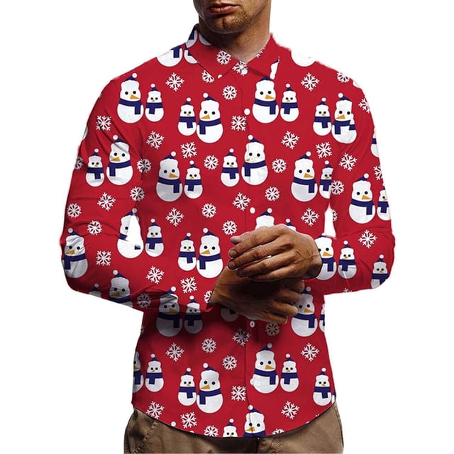 Innerwin Tunic Shirt Button Down Mens Shirts Daily Lapel Neck Comfy Tops Red XL