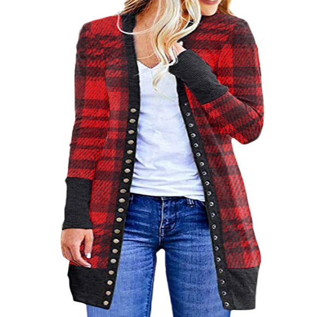 Cardigan de Noël à Manches Longues pour Femmes, Mi-Long