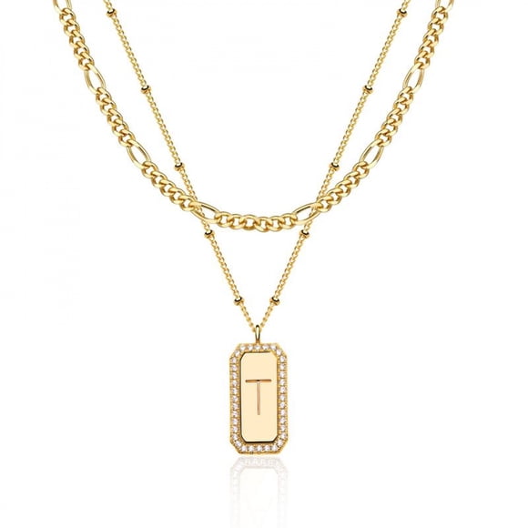 VOLALO Dainty Layered Initial Necklaces for Women Trendy Figaro Chain Necklace Initials Necklace initial letter pendant necklace