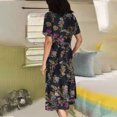 thumbnail image 4 of Birdeem Robe Décontractée Vintage Aguichant à Manches Courtes Col en V avec Boutons et Poches pour Femmes, 4 of 7
