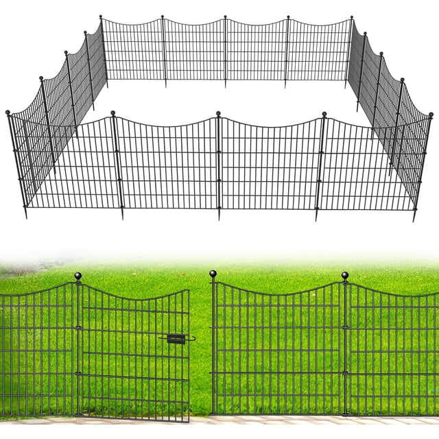 Panels Decorative Garden Fence with Gate Dog Fence Outdoor for Yard Animal Barrier Fence No Dig Rustproof Metal Garden Edging Fence and Borders Temporary Fenc