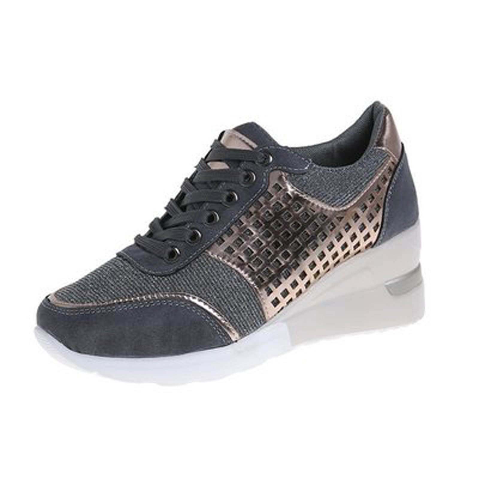 Babysbule Chaussures pour Femmes en Liquidation, Chaussures Plates-Formes Décontractées à Lacets à Talon Compensé à Paillettes Chaussures Simples Espadrilles Femmes