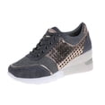 thumbnail image 1 of Espadrilles Décontractées à Lacets à Plateforme Compensée à Talon, à Paillettes, Chaussures Simples pour Femmes, 1 of 9