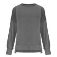 thumbnail image 4 of FAIWAD Womens Sweatshirts Crew Neck Long Sleeve Colorblock Side Slit Pullover Tops Casual Oversized Outfits, 4 of 7