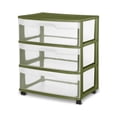 thumbnail image 1 of Sterilite Wide 3 Drawer Cart, Green, 1 of 6