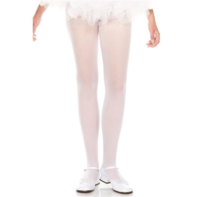 Music Legs 280-WHITE-XL Collants Opaques pour Filles - Blanc, Très Grand