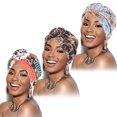 thumbnail image 1 of 3 Pcs Turban Africain à Imprimé Floral pour Femmes, Bonnet/tuque Pré-Noué avec Nœud, Serre-Tête, 1 of 4