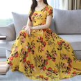 thumbnail image 2 of Hontri Robe Décontractée pour Femme Offres à Moins de 15 $, Mode Femme Été Grâce Mi-Mollet Manches Courtes Robe de Plage Imprimée Jaune 3TG, 2 of 7