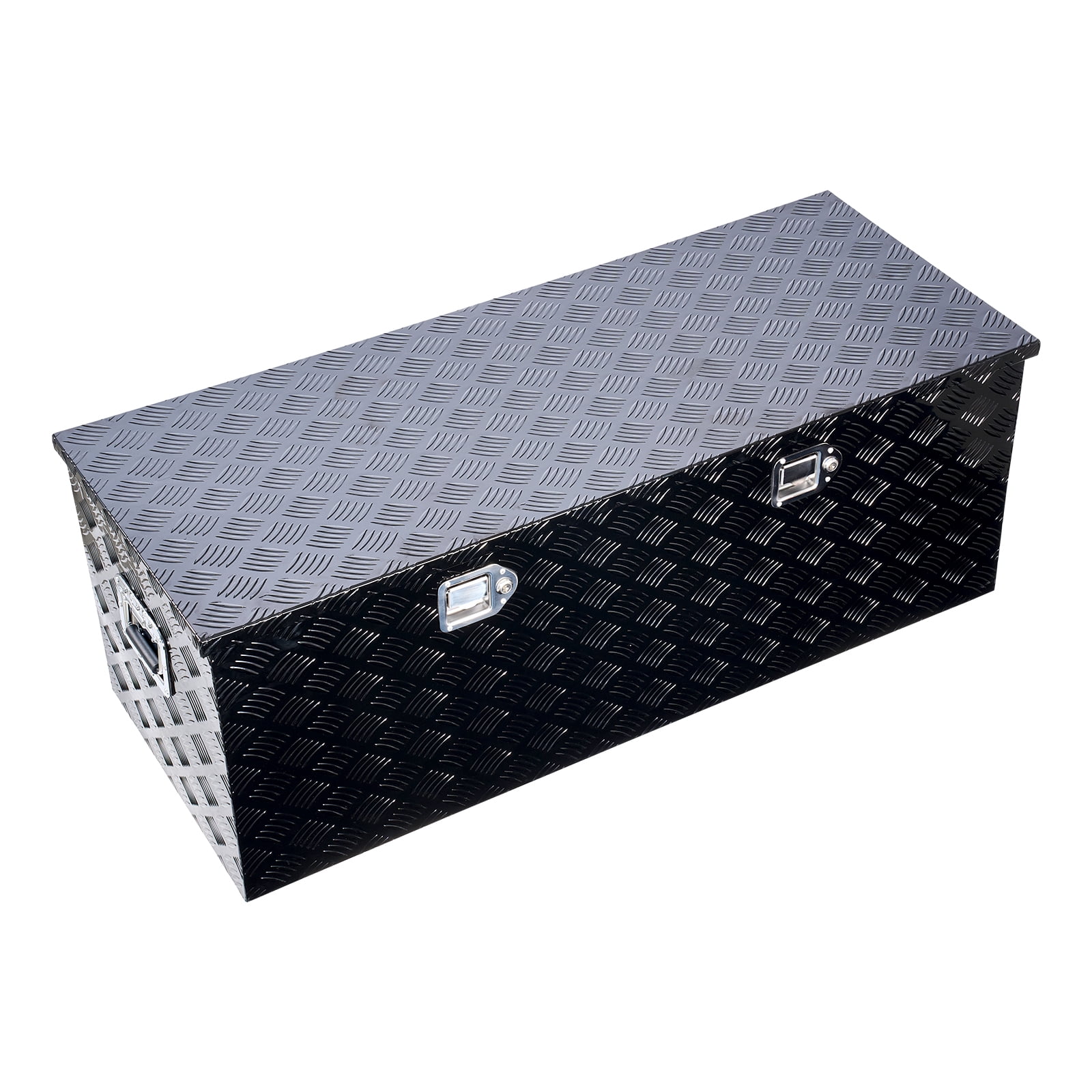 KFFKFF Heavy Duty Aluminum Truck Bed Tool Box, Stripes Plated Tool Box with Side Handle and Locks Keys, Storage Toolbox Chest Organizer