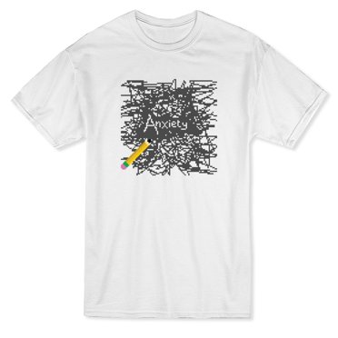 T-shirt Blanc pour Homme avec Graphique d'Art Pixel sur l'Anxiété