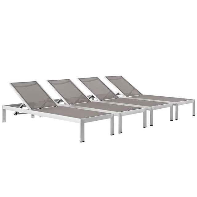 Modway Shore Chaise Outdoor Patio Aluminum Set of 4