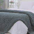 thumbnail image 1 of Chunky Knit Blanket Throw x Hand Knitted Chenille Throw Blanket Small Soft Thick Yarn Cable Knit Blanket Cute Rope Knot Crochet Throw Blankets for Couch Bed Sofa (Light ), 1 of 8