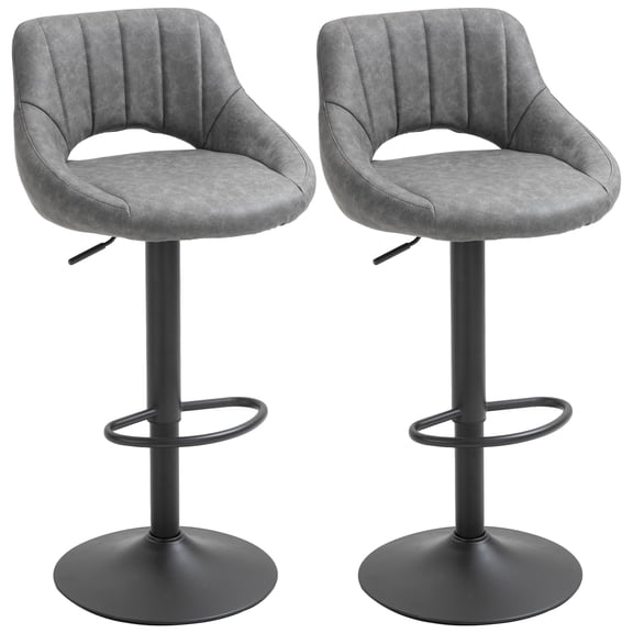 HOMCOM Bar Stools Set of 2 Swivel Adjustable Counter Height Barstools
