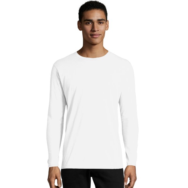 Hanes T-Shirt en Coton à Manches Longues XL, Blanc