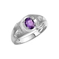thumbnail image 3 of RYLOS Men's Rings Sterling Silver Rings Classic Designer Style 8X6MM Oval Gemstone & Diamond Ring Amethyst February Birthstone Rings For Men Size 12, 3 of 7