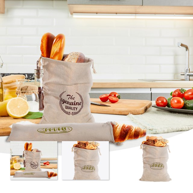 Économies d'Été Kcavykas Articles de Cuisine, Sac à Pain Réutilisable avec Cordon pour Pain, Sacs à Pain en Lin, Stockage Alimentaire, Cuisine, Sacs de Stockage de Pain Naturel Non Blanchi