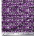 thumbnail image 1 of Soimoi Rayon Fabric Stripe,Leaves & Floral Block Print Sewing Fabric Yard 42 Inch Wide, 1 of 3