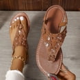 thumbnail image 4 of LSLJS Glamorous Outdoors T-strap Flat Sandals Women Flower Decor Toe Post Thong Sandals, Womens Flip Flops, 4 of 9