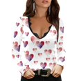 thumbnail image 3 of MesaSe Haut Décontracté pour Femmes, Imprimé de la Saint-Valentin, Col en V, Manches Longues, 3 of 4