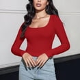 thumbnail image 2 of Yuyuzo Crop Tops for Women Ribbed Knit Long Sleeve Scoop Neck Casual Fall Basic Going out Tops, 2 of 7