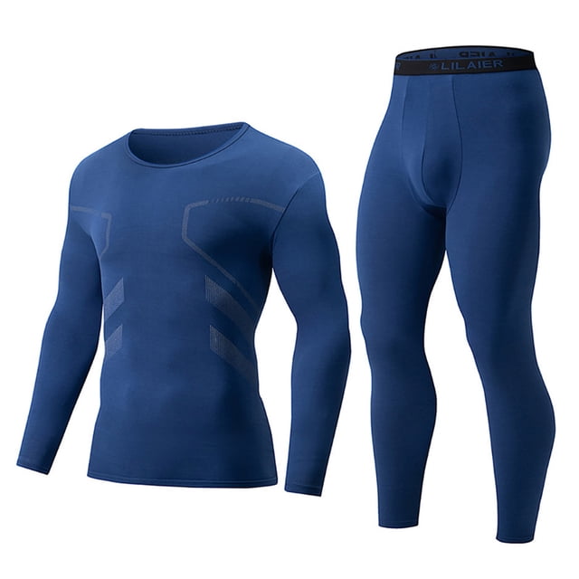 Mens Long Johns Thermal Set, Mens Solid Color Warm Thermal Underwear Set